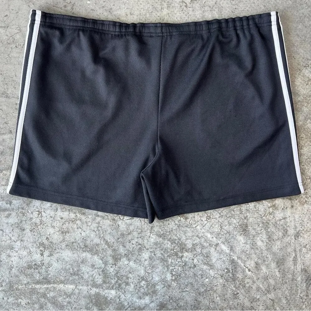 adidas Black 3-Stripe Mesh Athletic Gym Shorts Drawstring Sporty 4